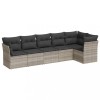 Set canapele de gradina cu perne, 6 piese gri deschis poliratan