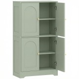 HOMCOM Bufet pentru bucătărie, mobilier de depozitare pentru bucătărie cu 4 uși arcuite și 2 rafturi reglabile, 60 x 30 x 110 cm, verde | Aosom Romani