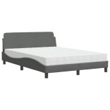 Cumpara ieftin Pat cu saltea, Dover, gri inchis, 140x200 cm, textil