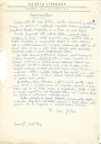 A3248N Document scris și semnat olograf de Alecu Ivan-Ghilia referitor la Corneliu Buzinschi, 1967