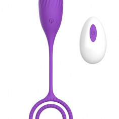 Ou Vibrator Elia Love Egg, 10 Moduri Vibratii, Remote Control, Silicon, USB, Violet, 21.4 cm, Mokko Toys, Velvet Obsession