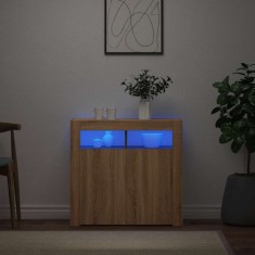 vidaXL Servantă cu lumini LED, stejar sonoma, 80x35x75 cm