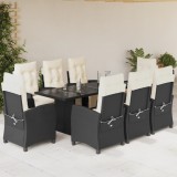 Cumpara ieftin Gossi set mobilier de gradina cu perne, 9 piese, negru, poliratan