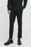 HUGO pantaloni din l&acirc;nă culoarea negru, cu fason chinos 50514141