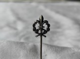 Argint BROSA PIN cu FLORI de LIS splendida VECHE de colectie RAR exceptionala