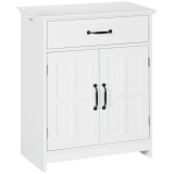 kleankin Mobilier baie, dulap baie pe picior cu două uși, sertar și raft reglabil, 60x30x75 cm, alb | Aosom Romania