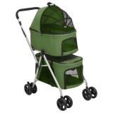 Cumpara ieftin Carucior pliabil caini 2 niveluri verde 83x48x97 cm textil