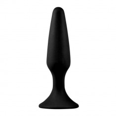 LURE ME Slim - Butt Plug Negru din Silicon cu Ventuză, 12,2 cm