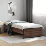 VidaXL Cadru de pat, stejar maro, 90x190 cm, lemn prelucrat și metal 845250