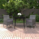 vidaXL Set mobilier de grădină cu perne, 3 piese, poliratan și sticlă