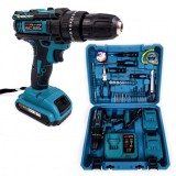 Trusa Bormasina cu percutie, 36V, 2 acumulatori, 30 accesorii, albastru
