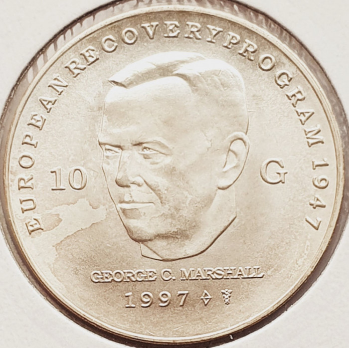 1938 Olanda 10 Gulden 1997 Beatrix (Marshall Plan) km 224 argint