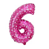 Balon din Folie Metalizata Cyrax, Figurina Cifra, Imprimeu Inimi, Tema Aniversare 80 cm, Ambalaj Individual, Pai inclus, Umflare cu Aer sau Heliu, Roz