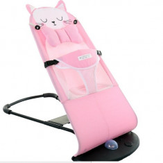 Balansoar copii leagan ergonomic cu 5 trepte, cu pisicuta, roz foto