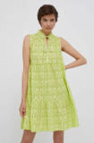 Cumpara ieftin Rich &amp; Royal rochie din bumbac culoarea verde, mini, evazati