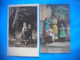 HOPCT 1767 COPII--ROMANTICA-FRANTA-LOT 2 CARTI POSTALE VECHI-CIRCULATE