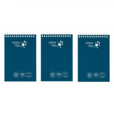 Carnetel Notite, Office Style, Spirală, 50 File, Dimensiuni 9.5x14 cm, Set 3 Bucăți, Albastru