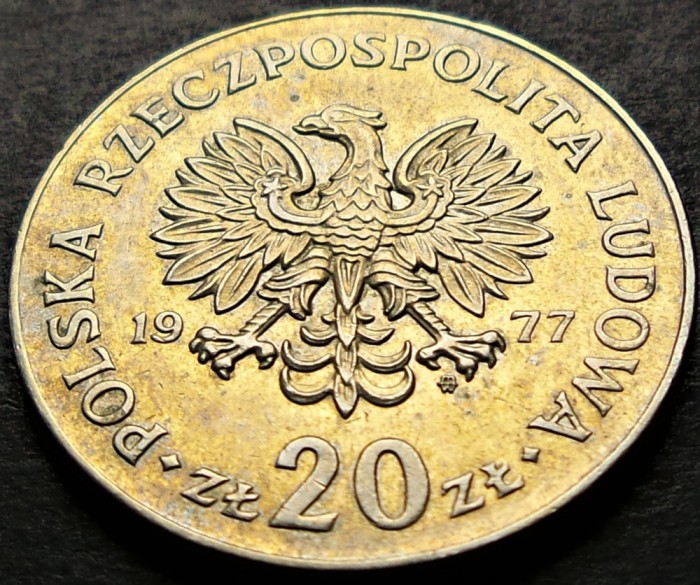 Moneda 20 ZLOTI - POLONIA, anul 1977 *cod 532 - Marceli Nowotko