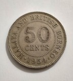 Malaya &amp; Borneo - 50 Cents 1954