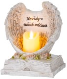 Decor funerar MagicHome cu aripi de inger, carte si lumanare LED, 20 cm