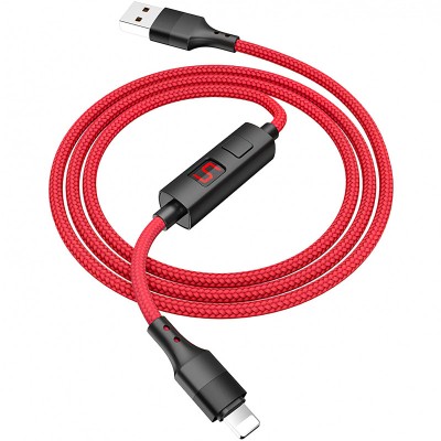 Cablu Date si Incarcare USB la Lightning HOCO Timing S13, 1.2 m, Rosu foto
