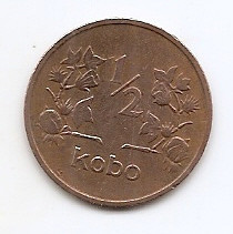 Nigeria &amp;frac12; Kobo 1973 - Bronz, 21.5 mm KM-7 (4) foto