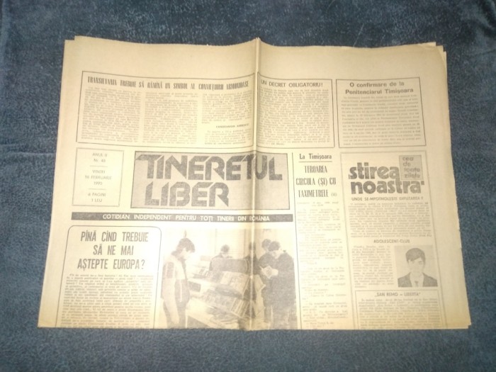 ZIARUL TINERETUL LIBER 16 FEBRUARIE 1990