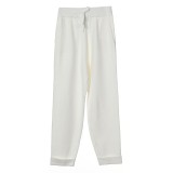Pantaloni casual albi cu talie elastica