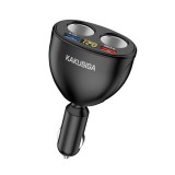 Incarcator Fast Charge Priza Auto Kakusiga KSC-852 2xUSB-A QC3.0 100W, Negru