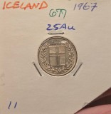 677 Iceland, Islanda 25 Aurar 1967, KM#11, excelenta