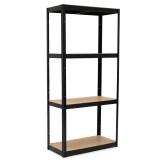 Raft metalic de depozitare cu 4 polite reglabile MDF, 700 kg, negru