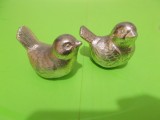 Doua recipiente ARGINTATE in forma de pasari pentru SARE si PIPER , SOLNITE, Ornamentale