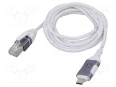 Cablu USB 3.1 RJ45 - USB C, 2m, alb gri, Goobay