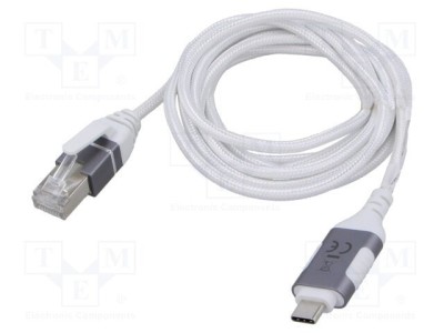 Cablu USB 3.1 RJ45 - USB C, 2m, alb gri, Goobay foto