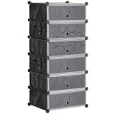 HOMCOM Pantofar modular cu 6 cutii din PP și oțel, 49x36,5x108 cm, negru și alb | Aosom Romania