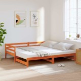 Cumpara ieftin Pat de zi cu extensie, maro ceruit, 80x200cm, lemn masiv de pin
