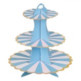Suport Prajituri Etajat, 3 Nivele, Bleu/Auriu, 32cm, Oem