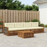 vidaXL Set de canapele de exterior cu pernă 5 pcs Natural și Crem 3382988