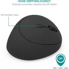 Mouse fără fir ergonomic vertical, Silențios prin conexiune 2.4G cu receptor USB
