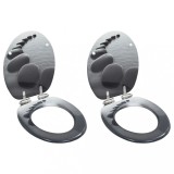 VidaXL Capace WC cu &icirc;nchidere silențioasă, 2 buc., MDF, design pietre