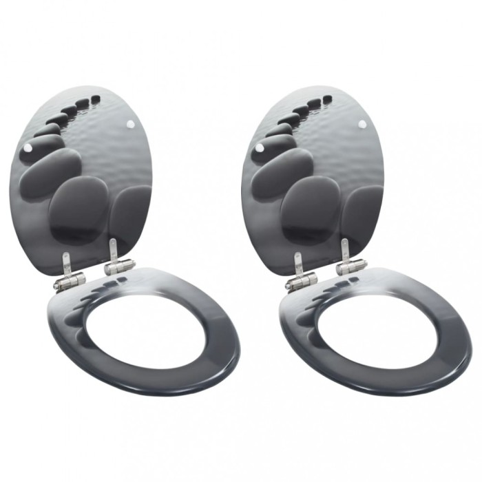 vidaXL Capace WC cu &icirc;nchidere silențioasă, 2 buc., MDF, design pietre