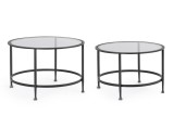 Cumpara ieftin Set 2 masute cafea otel negru sticla securizata Zelena &Oslash;63x41h; &oslash;71x46h
