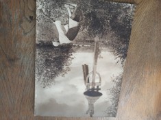 Nicolae Buzdugan, FOTOGRAFIE , CCA 1930 * TANARA ARANCUTA, LA CAMP *** FORMAT MARE: 40 * 30 CM* CARTONATA