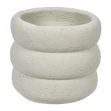 Masca Ghiveci Flori, Model Rotund, Ciment, Culoare Alb, Diametru 14x13 cm, Oem