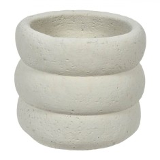 Masca Ghiveci Flori, Model Rotund, Ciment, Culoare Alb, Diametru 14x13 cm