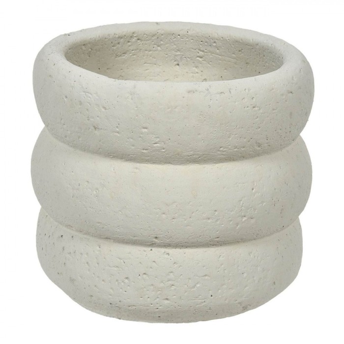 Masca Ghiveci Flori, Model Rotund, Ciment, Culoare Alb, Diametru 14x13 cm