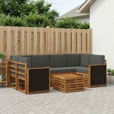 vidaXL Set de canapele de exterior cu pernă 7 pcs Natural și Antracit 3384073