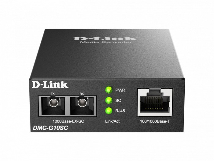 MEDIA CONVERTOR D-Link, 100/1000Base-T Gigabit Ethernet connection to a single-mode fibre 1000Base-LX Gigabit Ethernet, pana la 10km, montabil in sasi