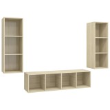 Cumpara ieftin Set de dulapuri TV, 3 piese, stejar sonoma, lemn prelucrat