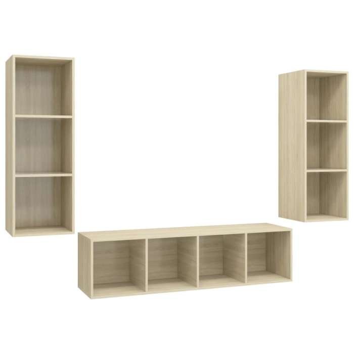 Set de dulapuri TV, 3 piese, stejar sonoma, lemn prelucrat